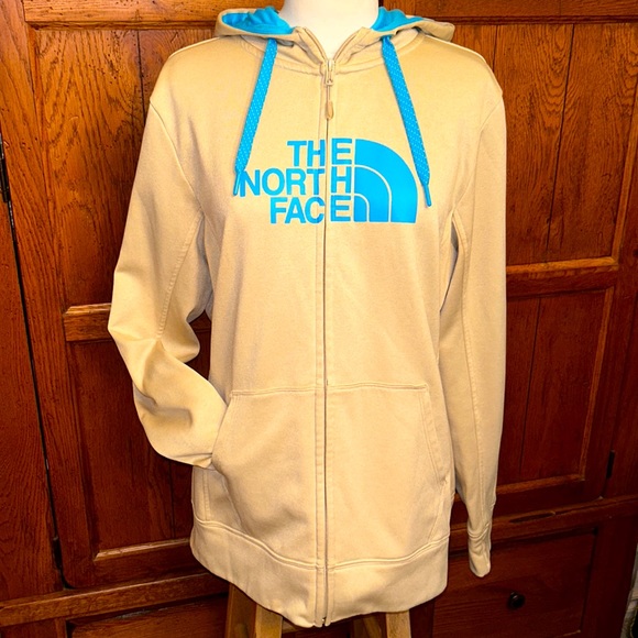The North Face Tops - NORTH FACE Full Zip HOODIE Tan & Turquoise🦋XL Women’s
